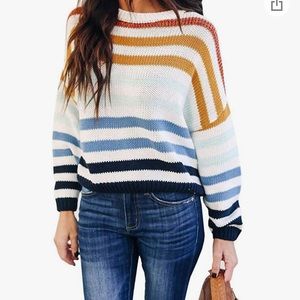 NWT Color block rainbow knit sweater